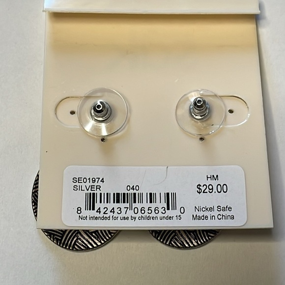 NWT The Sak Round Cut Out Dangle Drop Earrings Silver Tone - Picture 3 of 4